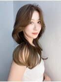 韓国ヘア_斜めバンググレージュカラーシルキーベージュ_49302