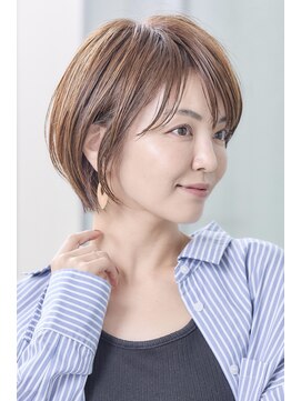 ミチオ ノザワ ヘアサロン ギンザ(Michio Nozawa HAIR SALON Ginza) 30代40代小顔カットショートボブ丸みグレーベージュ