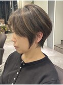 くびれショートボブ40代50代グレイカラー白髪染め白髪ぼかし