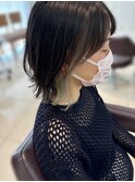 ホワイトインナーカラー　ミルクティ　外ハネレイヤーボブ　清水