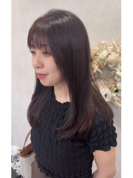 ハイバレーヘアーメゾン(HIGH VALLEY HAIRMAISON) ロングレイヤー顔周りカットディープパープルカラー岡山南中央町