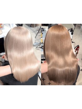 綺麗な色味×艶×質感を持続させる髪質改善。透明感カラーで更なる美髪ケア[渋谷/髪質改善/ケアブリーチ]