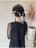 ツインお団子　リボンヘア