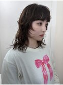 ゆるウェーブ顔まわりレイヤーパーマミディアム