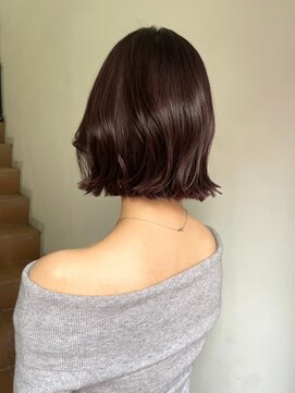 サンク 原宿 表参道(cinq) 原宿ブリーチなしダブルカラーピンクベージュミディアムボブ30代