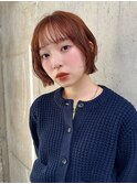ボブ　レイヤーボブ　フェイスレイヤー　暖色カラー 