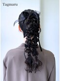 結婚式ヘアセット☆可愛いツインの玉ねぎヘア