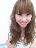無造作ウェーブロング×ミルクティーベージュ20代30代