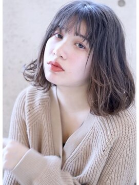 ヘアアンドメイク シークネクスト(HAIR&MAKE SeeK NEXT) 【SeeK　NEXT】ルーズぱっつんボブ×シアーグレージュ