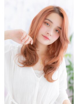 ミック 日暮里店(miq) オレンジブラウン大人かわいいくせ毛風ロングレイヤーc1