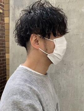 ネイビー(NAVY) ツイストスパイラルパーマツーブロックメンズマッシュメンズヘア