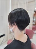 大人可愛い20代30代40代黒髪前下がりショートボブ丸みショート◎