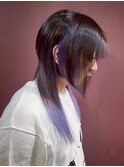 前下がりウルフ＋パープルカラー