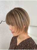 ベージュバレイヤージュショートウルフ【suiw】昭和町/天王寺
