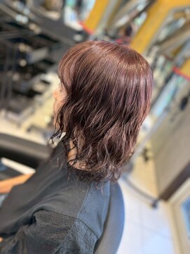 アース 南福島店(HAIR&MAKE EARTH) MIXパーマ　　color ピンクブラウン