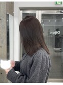 韓国顔まわりレイヤーカットグレージュオリーブベージュブラウン