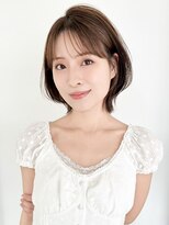 ビーチ(BEACH) 前髪ありショートレイヤーボブミルクブラウンナチュラル縮毛矯正