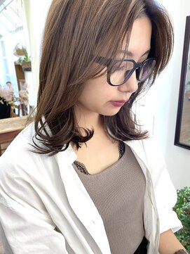 シェル 津山の手店(shel) 20代30代大人可愛い髪質改善小顔レイヤー大人オリーブグレージュ