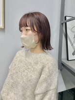 ヘアー アイス 御器所本店(HAIR ICI) 10代20代30代大人かわいい韓国風顔周りカット艶感ピンクベージュ