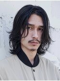 センターパートメンズマッシュパーマニュアンスパーマ刈り上げ