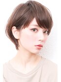 アシメショートエアリーショートグレージュナチュラルボブ