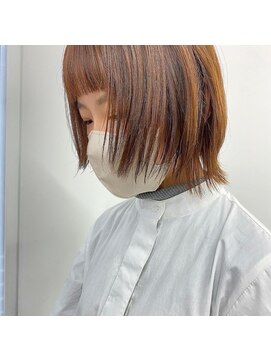 キー(kii) オレンジベージュ ボブ 肩上 福岡 天神 今泉 薬院