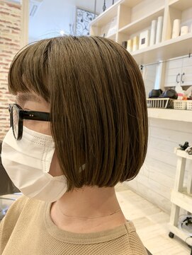 クレン 真嘉比店(Cre'ne) まるボブ×カーキベージュ