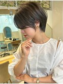 ショート×ハイライト白髪ぼかし×マチルダボブ[心斎橋]
