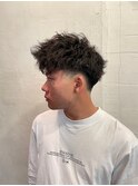 MEN'S HAIRマッシュウルフアッシュブラックカルマパーマ