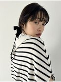 ローポニーアレンジ◎リボン/暗髪ヘア/簡単アレンジ