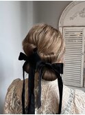 リボンヘアアレンジ
