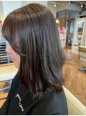 春らしい前髪カット＋明るめブラウンヘアカラー セミロング