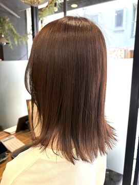 リノナ(Linona) ロングショートワンカールパーマカーキグレージュ前髪錦糸町