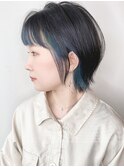 【morio原宿】大人かわいいくびれボブ インナーカラーブルー
