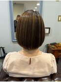 明るめハイライトカラー コンパクトボブ uiic umeda 中沢恵理