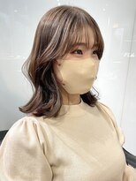 ラブクロムトーキョー オモテサンドウ(LOVECHROME OMOTESANDO)&nbsp;大人かわいい美髪ペールベージュの外ハネボブくびれヘア韓国前髪