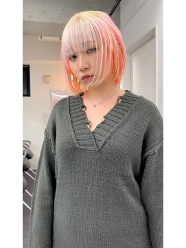 アディション 渋谷(ADITION) 【ADITION渋谷】いさなダブルカラー ブロンド×ピンクオレンジ
