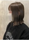 オリーブベージュ/ハイライトカラー/ぱつんbob