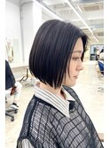 切りっぱなし/ボブ/ワンレンボブ/前髪長め/大人/ブラック/