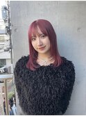 切りっぱなしボブ エアリーロング 美髪 ピンクブラウン