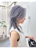 ブルーラベンダー×レイヤーカット×レイヤーウルフ