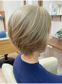 大人の透明感50代40代30代向けダブルカラーショートボブ(st橋元)