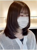 ミディアムレイヤーカット韓国ヘア20代小顔顔周り