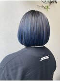 ブルーバレイヤージュ×丸みボブ