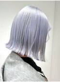 ブルーシルバー　ペールブルー　髪質改善　ボブ　アイスブルー