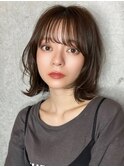 レイヤーカットシースルーバング透明感カラー冬カラー