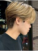 メンズセンターパートウルフセンターパートニュアンスパーマ襟足