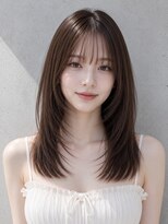ユーフォリア 渋谷グランデ(Euphoria SHIBUYA GRANDE)&nbsp;ミディアムレイヤー顔まわりカットチョコレートブラウン