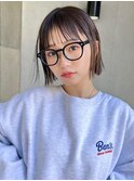 小顔似合わせボブミルクブラウンナチュラルショート