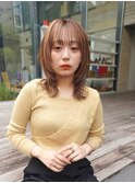 ミディアムレイヤーカットボブウルフ/10代20代/インナーカラー